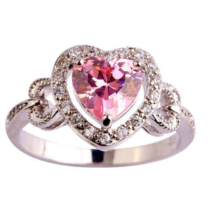 LuLu Wedding Engagement Pink & White CZ Silver 925 Ring