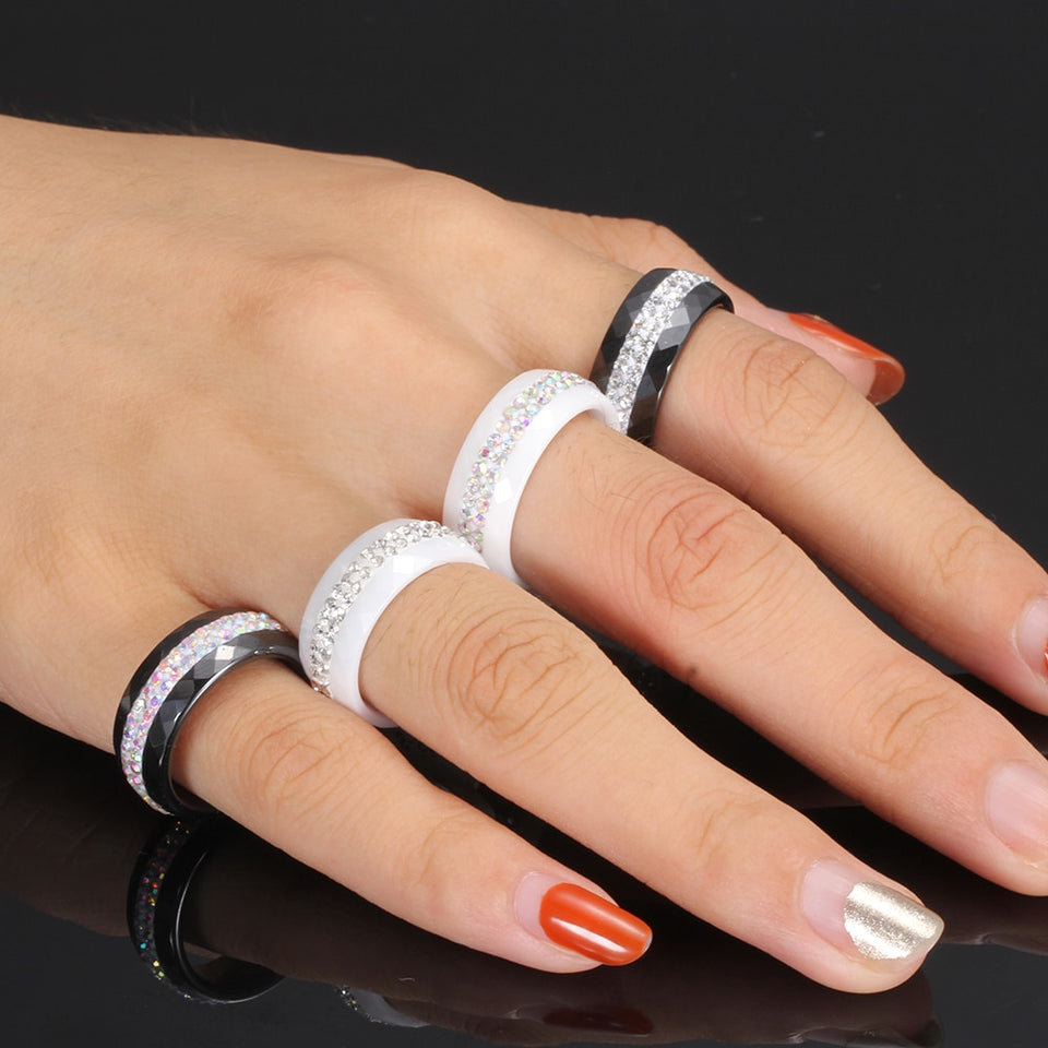 Style Comly Crystal Ceramic Rings for Women