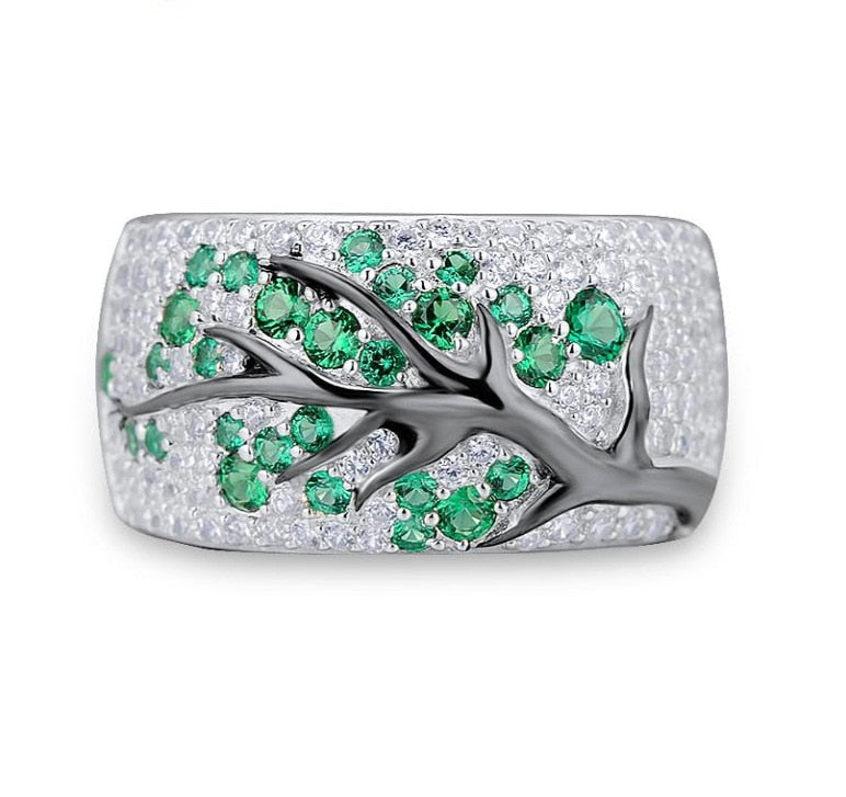 Unique Crystal zircon Shiny Tree branch Rings for Womenw