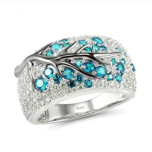 Unique Crystal zircon Shiny Tree branch Rings for Womenw