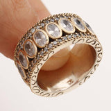 Cool Puffed Marine Micro Paved CZ Stone Rings For Men/Women