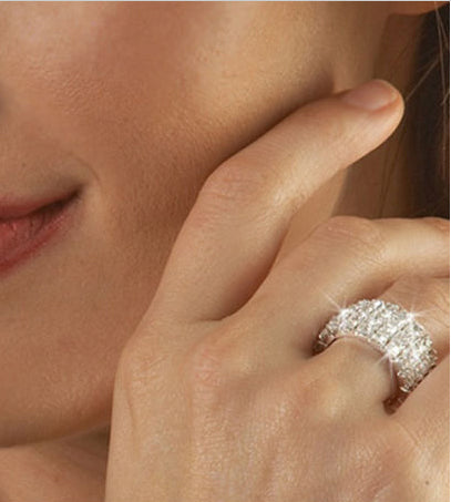 Classic LuLu Multi Row Diamante Stretch Rings For Women