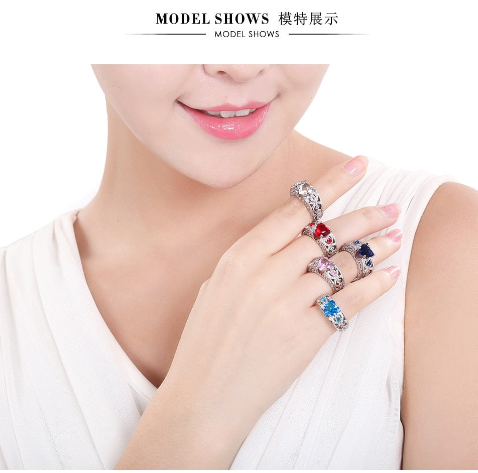 Princess Heart Zircon Engagement Rings