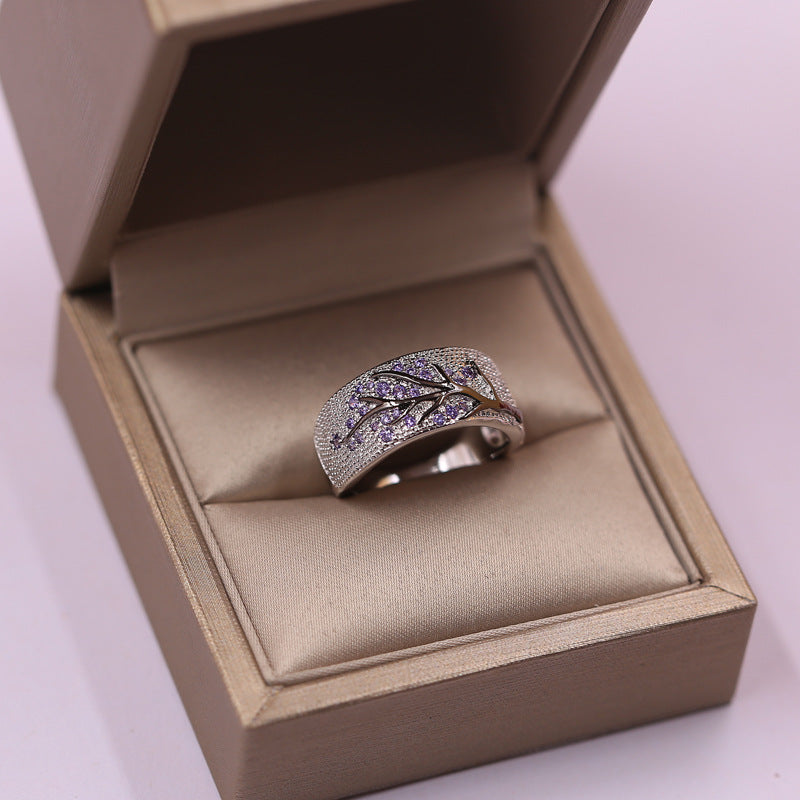 Unique Crystal zircon Shiny Tree branch Rings for Womenw