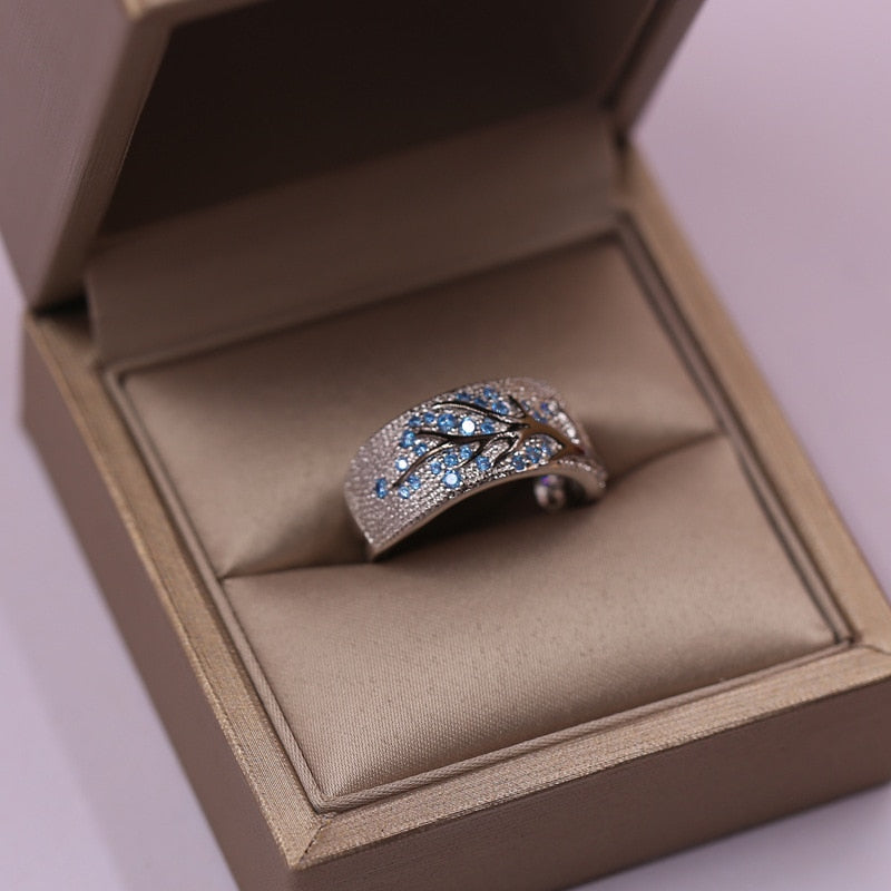 Unique Crystal zircon Shiny Tree branch Rings for Womenw