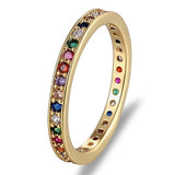 Top Quality Colorful Rainbow CZ Gold Ring
