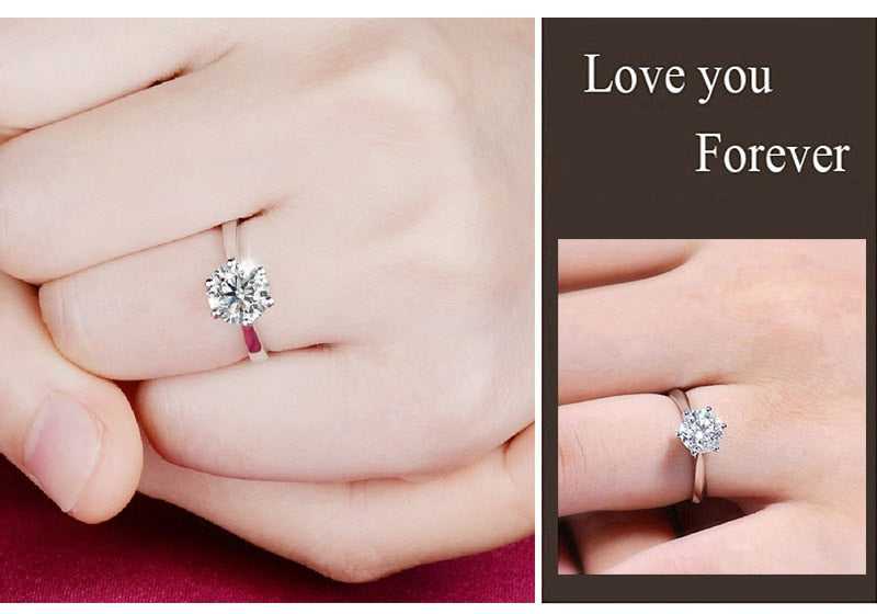 Classic Six Claw 1 Carat AAA Zircon Wedding Rings for Women