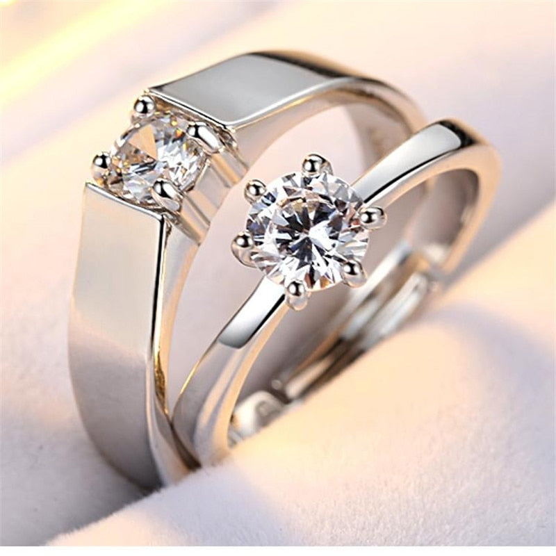 Rhodium Plated Adjustable Couples Rings