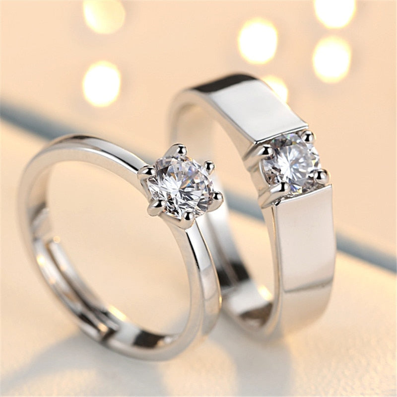 Rhodium Plated Adjustable Couples Rings
