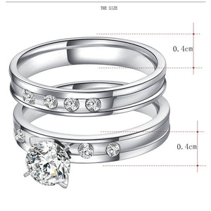 Crystal CZ Couple Rings Set for Men/Women
