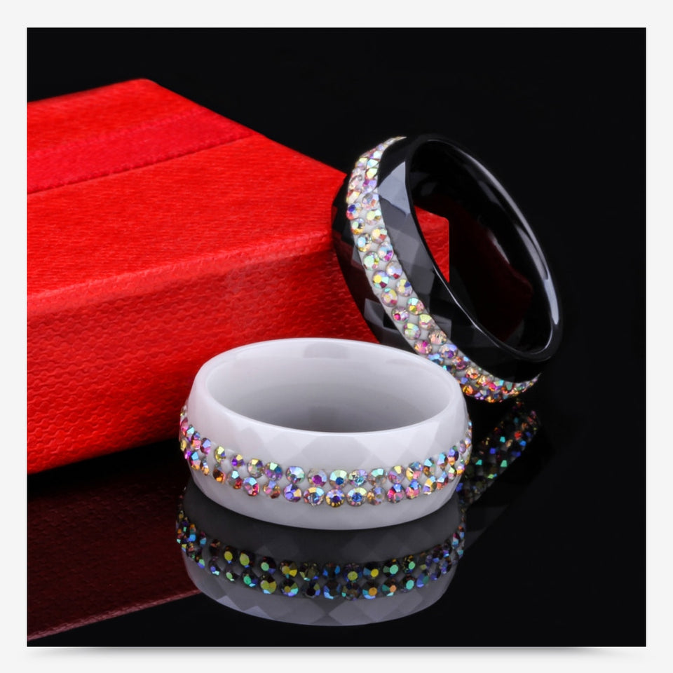 Style Comly Crystal Ceramic Rings for Women