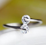 LuLu925 Sterling Silver Twin Zircon Engagement Rings