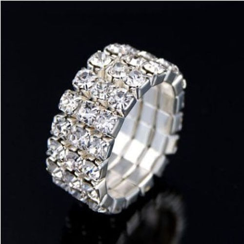 Classic LuLu Multi Row Diamante Stretch Rings For Women