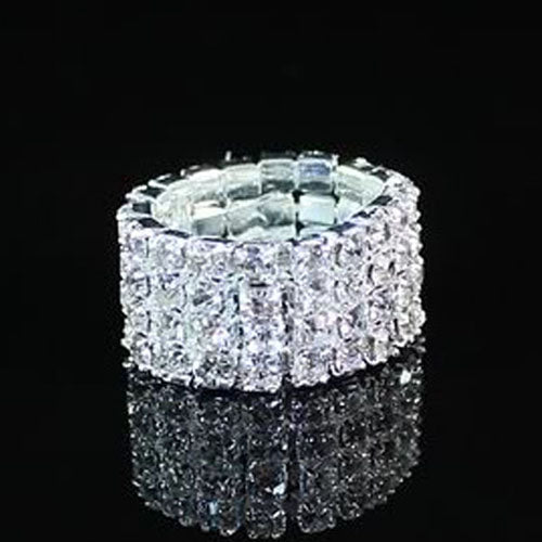 Classic LuLu Multi Row Diamante Stretch Rings For Women