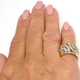 Unique Style Crystal Gold Wide Big Party Finger Ring