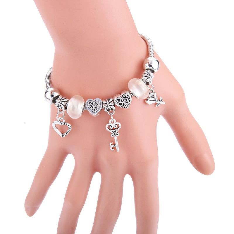 Romantic Love Heart Key and Lock Bracelet