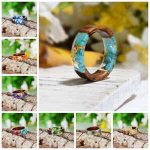 Handmade Dried Flowers Plants Inside Resin Ring