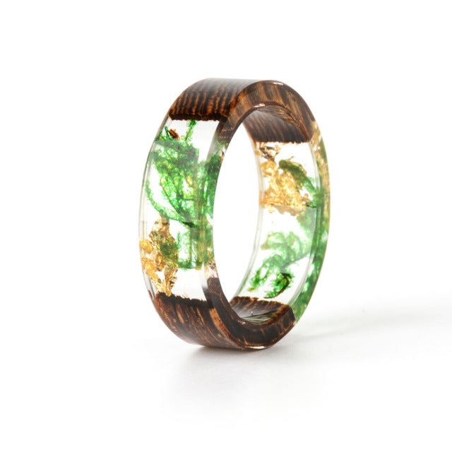 Handmade Dried Flowers Plants Inside Resin Ring