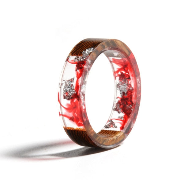 Handmade Dried Flowers Plants Inside Resin Ring