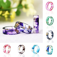 Transparent Handmade Dried Flower Resin Rings for Women