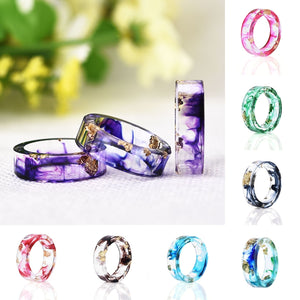 Transparent Handmade Dried Flower Resin Rings for Women