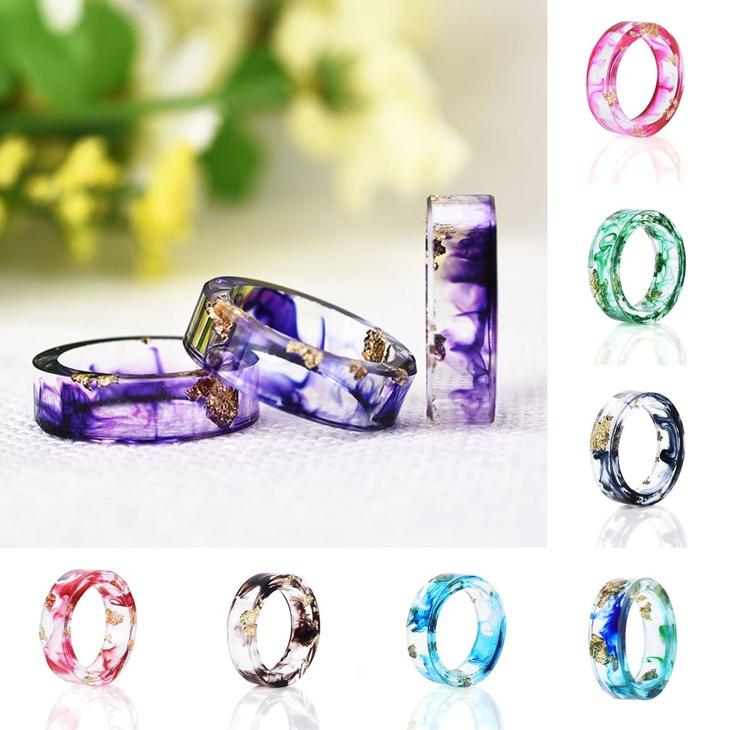 Transparent Handmade Dried Flower Resin Rings for Women