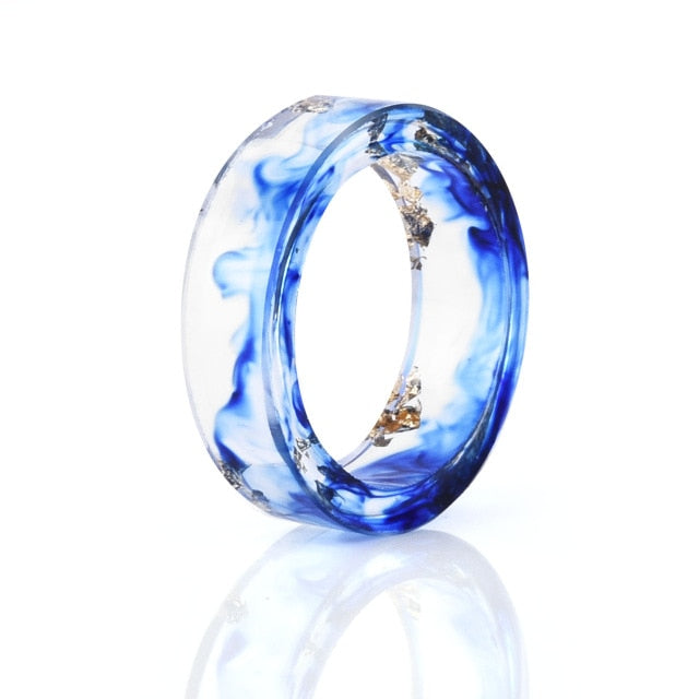 Transparent Handmade Dried Flower Resin Rings for Women