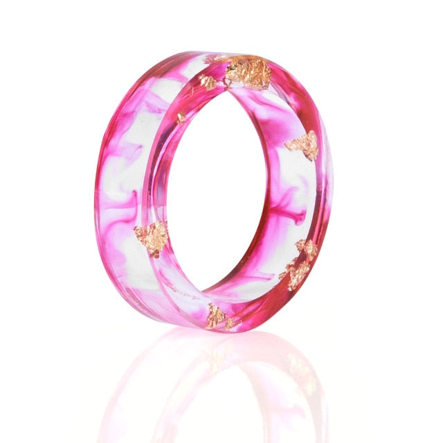 Transparent Handmade Dried Flower Resin Rings for Women