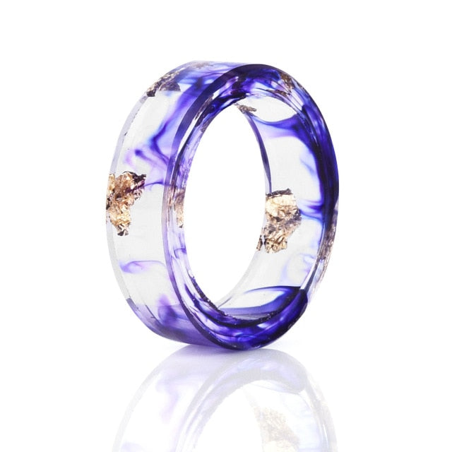 Transparent Handmade Dried Flower Resin Rings for Women
