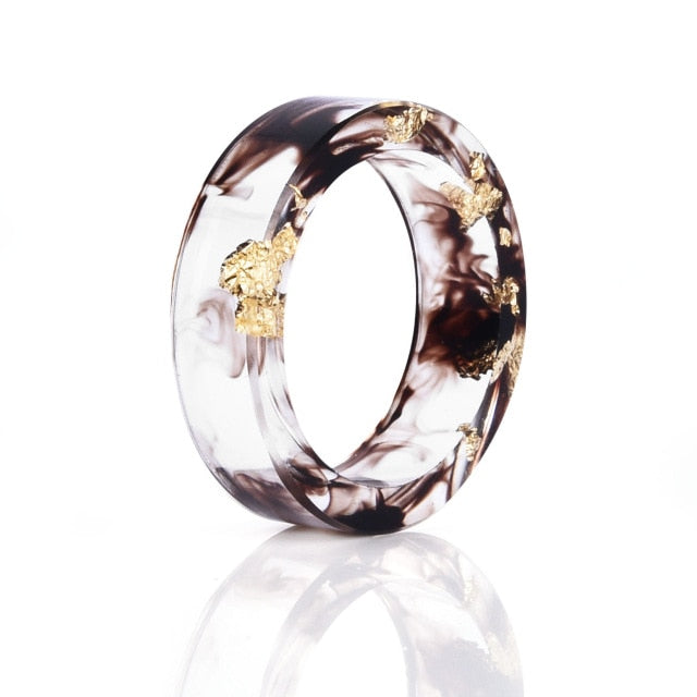 Transparent Handmade Dried Flower Resin Rings for Women