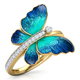 LuLu Butterfly Design Crystal Marriage Rings For Women