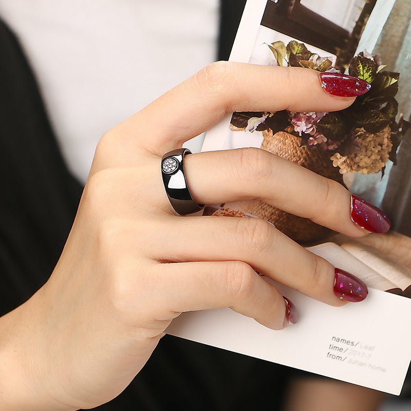 Unisex LuLu Fashion Exquisite Rhinestone Ceramic Ring for gift