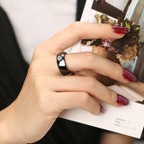 Unisex LuLu Fashion Exquisite Rhinestone Ceramic Ring for gift