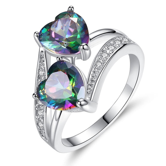LuLu Double Heart Rainbow princess Ring