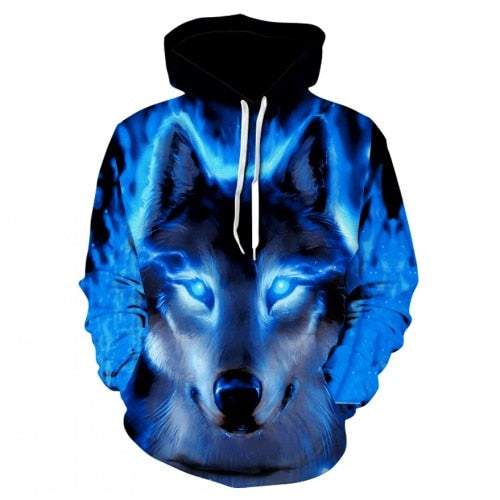 Blue Make Wolf Hoodies Men / Women