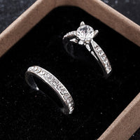 2Pcs/set Charm Lovers Crystal Ring For Women/Men