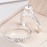 2Pcs/set Charm Lovers Crystal Ring For Women/Men