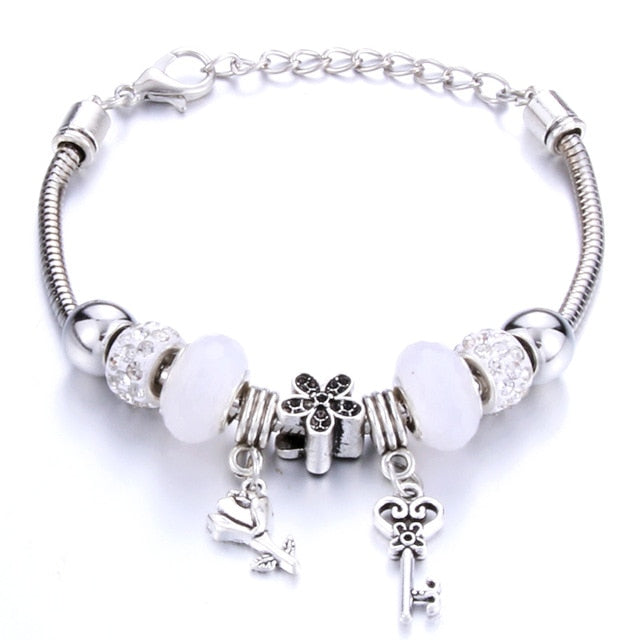 Romantic Love Heart Key and Lock Bracelet