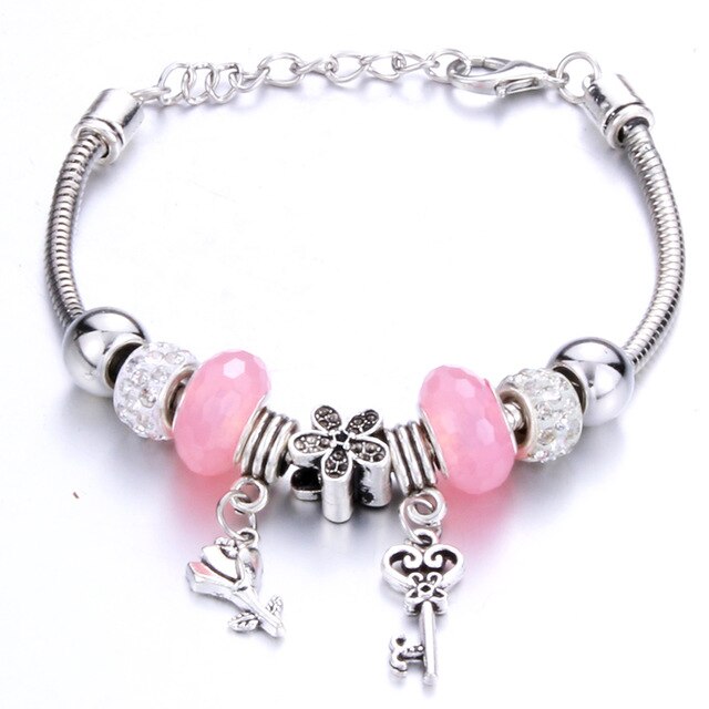 Romantic Love Heart Key and Lock Bracelet
