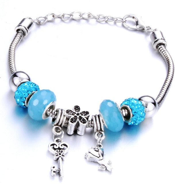 Romantic Love Heart Key and Lock Bracelet