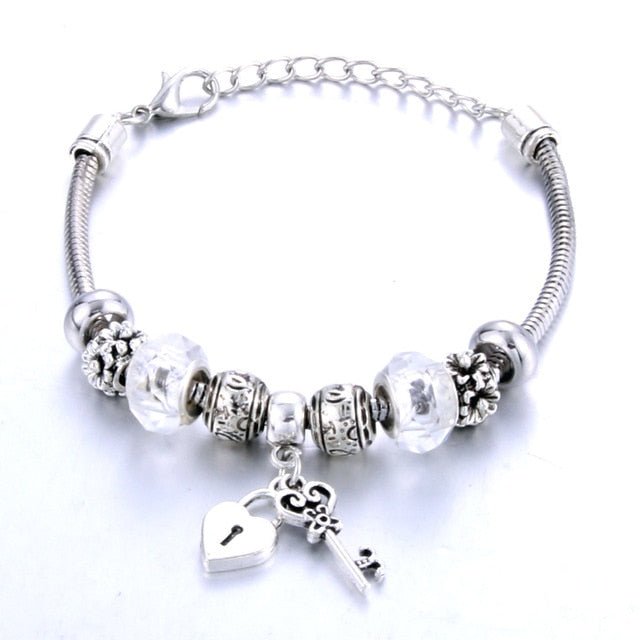 Romantic Love Heart Key and Lock Bracelet
