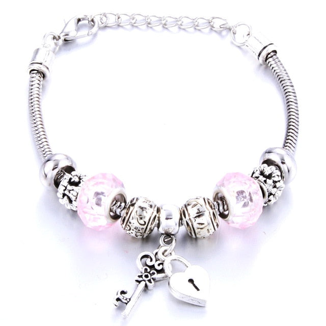 Romantic Love Heart Key and Lock Bracelet
