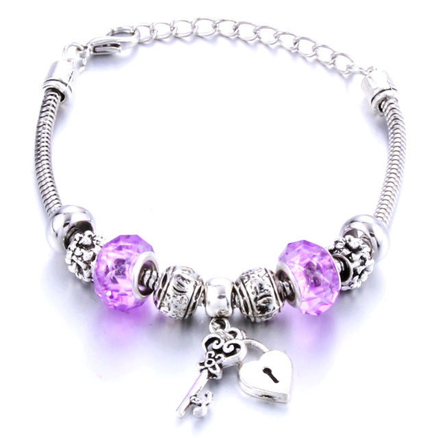 Romantic Love Heart Key and Lock Bracelet