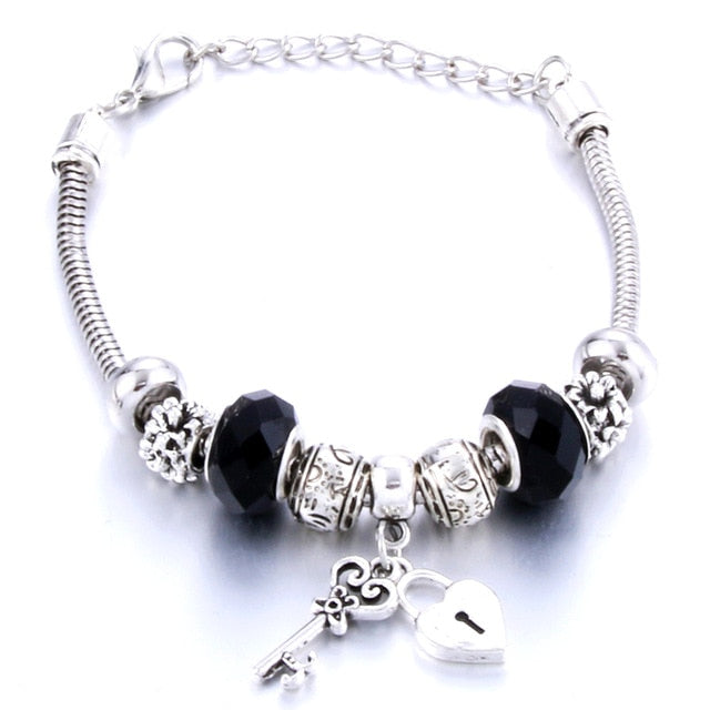 Romantic Love Heart Key and Lock Bracelet