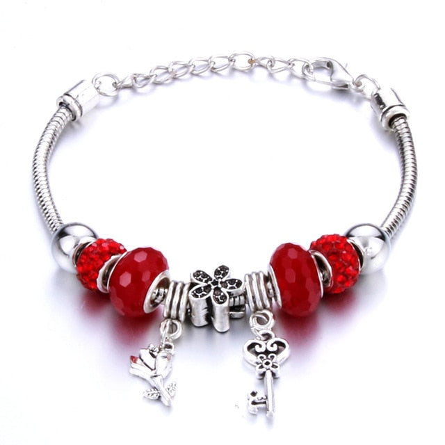Romantic Love Heart Key and Lock Bracelet