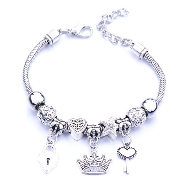 Romantic Love Heart Key and Lock Bracelet