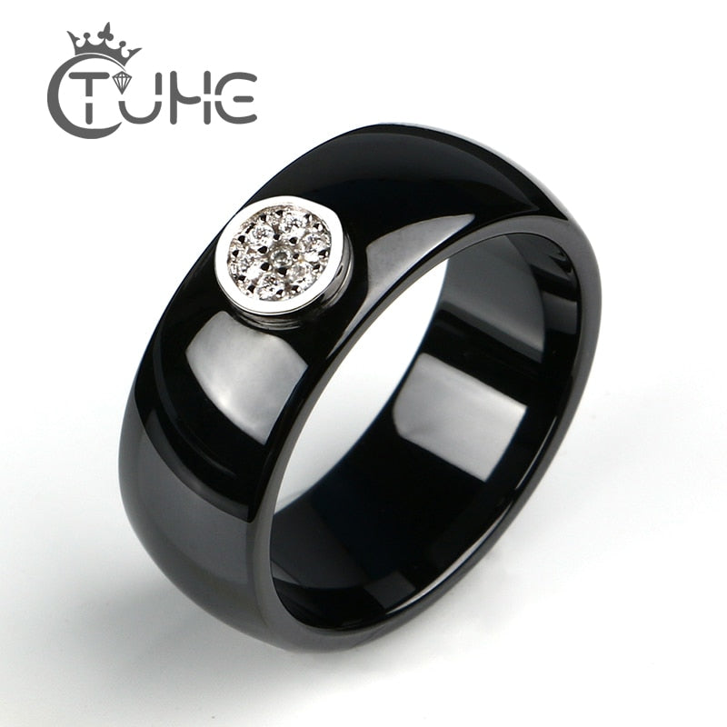 Unisex LuLu Fashion Exquisite Rhinestone Ceramic Ring for gift