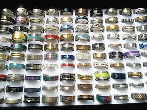 Wholesale bulk lots 100pcs rings mixed styles high quality stainless steel mens womens fashion wedding party Ring