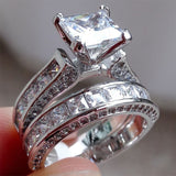 Princess Cut CZ Anniversary Promise Wedding Engagement Ring Sets