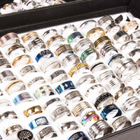 Wholesale Bulk Lots 50pcs Rings Mix Styles Top unisex Fashion colorful Stainless Steel Wedding Ring